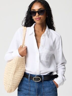 NWT J. Crew Factory Petite Double-Gauze Button-Up Shirt, Size SP